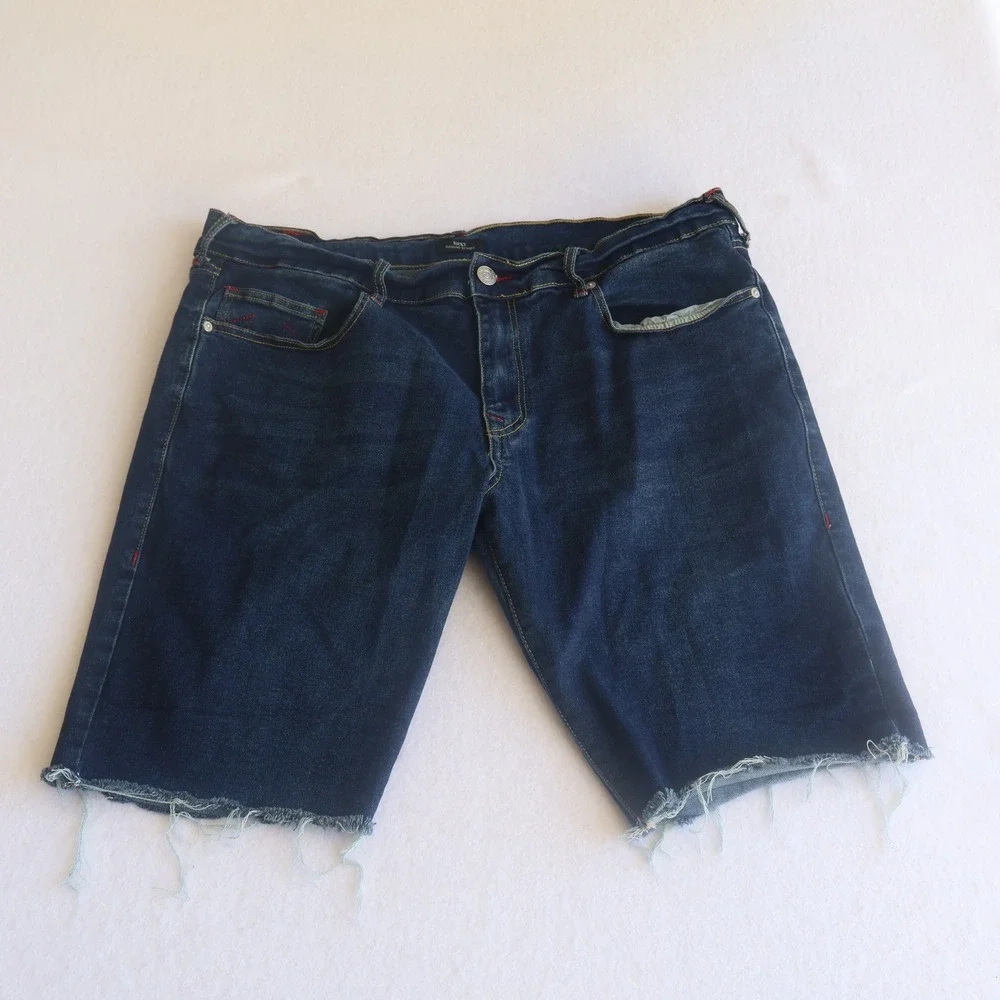True Religion Men's Ricky Relaxed Straight Jean Denim Shorts Blue Size 40